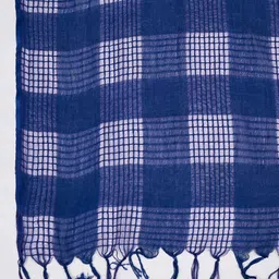 MUFFLY Checked Fringed Cotton Dupatta image 4
