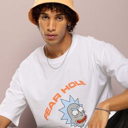 Kook N Keech Men Rick & Morty Printed Drop-Shoulder Sleeves Oversized Pure Cotton T-shirt-image-72