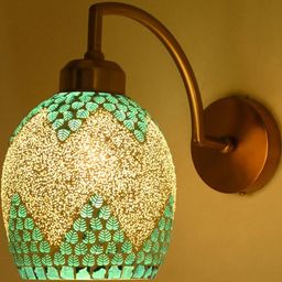 SOMIL Blue & White Printed Glass Cylinder Shaped Wall Lamp-image-85