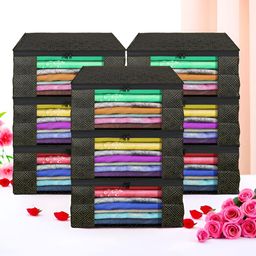 Aura Black & White 9 Pieces Printed Foldable Saree Covers-32