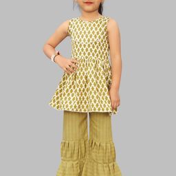 Tejam Girls Floral Printed Kurta with Sharara-image-64