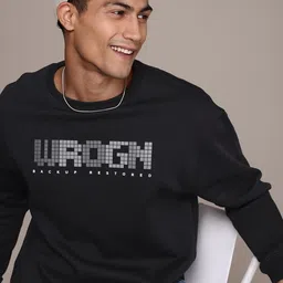 WROGN Brand Logo Printed Oversized Sweatshirt-image-69
