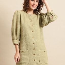 BLANC9 Cotton Solid Shirt Dress-image-9