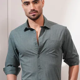 LOCOMOTIVE Men Cutaway Collar Solid Slim Fit Formal Shirt-image-43
