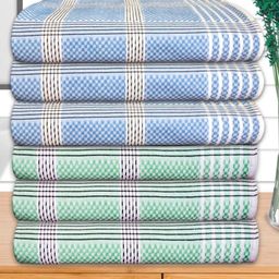 Athom Living Blue & Green 5 Pieces Striped Cotton 210 GSM Bath Towels-image-64
