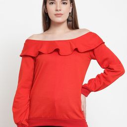 Belle Fille Women Red Solid Sweatshirt-image-93