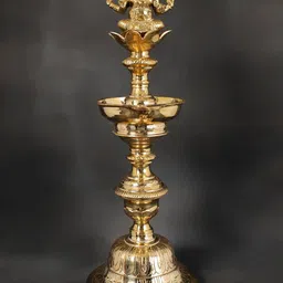 Exotic India Gold Toned Textured Lord Ganesha Pooja Diya-9