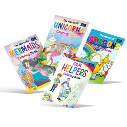 Mermaid Unicorn Dragons Our Helpers Kids Colouring Books Pack Of 4 - English-26