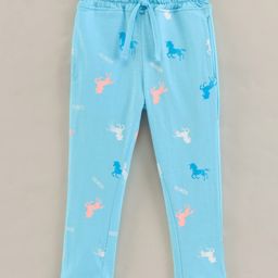 Olio Kids Heavy Sinker Knit Full Length Unicorn Print Trackpant - Blue-image-59