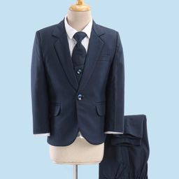 Babyhug Full Sleeves Party Suit With Blazer Solid- Teal Blue-image-41
