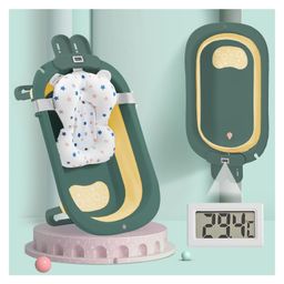 StarAndDaisy Smart Anti-Slip Foldable Collapsible Baby Bathtub with Temperature Meter and Cushion - Green-image-87