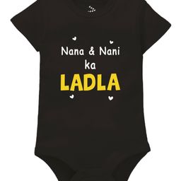 Zeezeezoo Half Sleeve Baby Theme Nana & Nani's Ladla  Text Printed  Onesie - Black-image-15