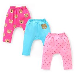 Babyhug Interlock Full Length Diaper Leggings Animal Print Pack of 3 - Multicolour-image-59