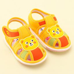 Cute Walk by Babyhug Velcro Closure Sandal With Teddy Patch-Yellow-picture-1