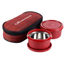 Oliveware Deniz Lunch Box, 2 Microsafe containers with Insulated Fabric Bag- Red-picture-22