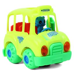 KIDS FUN Toys Battery Operated School Bus Toy with Moving Wheel Light & Sound - Green-19