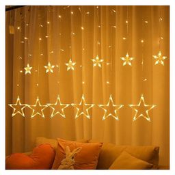 Oskart Festive String LED Lights: Warm Yellow Curtain and Star Decorations for Christmas, Diwali, and ParFC CelebrationsPerfect Home Accents-18