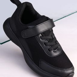Pine Kids Velcro Closure Solid Color School Shoes - Black-image-77