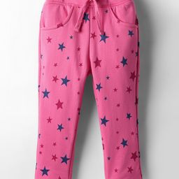 Olio Kids Full Length Woollen & Fleece Pant with Star Print - Fuchsia-image-45