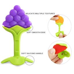 Enorme Silicone Peach Orange & Grapes Shape Teether Pack of 3 - Multicolour image 3