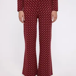 COVER STORY Women Printed Flared Bootcut Trousers-image-99