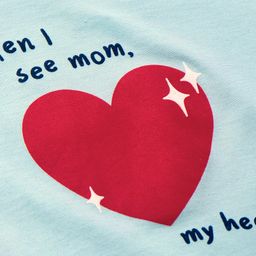 Ollypop Sinker Knit Full Sleeves T-Shirt with Heart & Text Print - Light Blue image 4