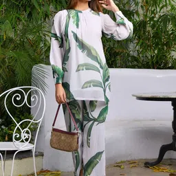 GULABI DORI Printed Round Neck Georgette Tunic With Palazzo-image-13