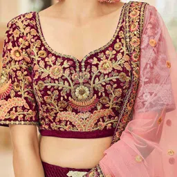 DIVASTRI Embroidered Thread Work Semi-Stitched Lehenga & Unstitched Blouse With Dupatta image 3