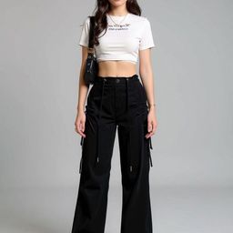 Outzidr Women Loose Fit Mid-Rise Wide Leg Trousers-image-83
