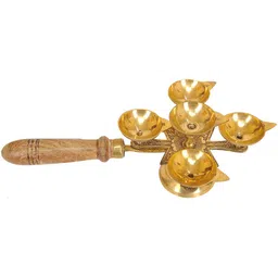Exotic India Five Wicks Hand Held Puja Lamp-image-27