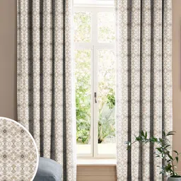 CASABLEU Beige Set of 2 Geometric Room Darkening Door Curtain-image-29
