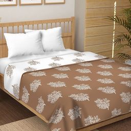 tundwal's Brown & White Floral Printed Pure Cotton 210 GSM AC Room Single Bed Dohar-image-85