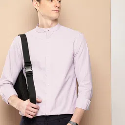 encore by INVICTUS Checked Band Collar Casual Shirt-image-44