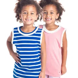 Cherry Crumble By Nitt Hyman Kids Pink & Blue Striped T-Shirt-image-76