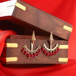 Priyaasi Maroon Contemporary Chand Bali Earring-10
