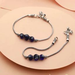 Saraf RS Jewellery Evil Eye German Silver Payal/Anklets - Set of 2-image-33