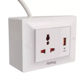 Palfrey Electric Extension Board - 1 Universal Socket and 1 USB Socket with 1.0 mm Heavy Duty 8 Meter Wire-24