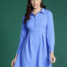 dressberry bizwear DressBerry Pleated Self-Design Shirt Mini Dress-picture-35