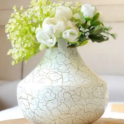 BEHOMA Home Collection White Metal Textured Flower Vase-11