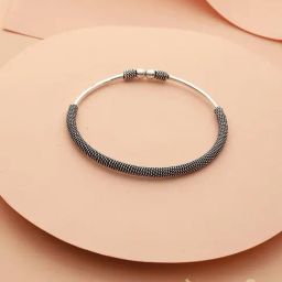Saraf RS Jewellery Silver Oxidized Kada Anklet Payal-20