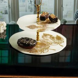Trovea's Autumn White Gold Glass & Aluminium Serving Tray-18