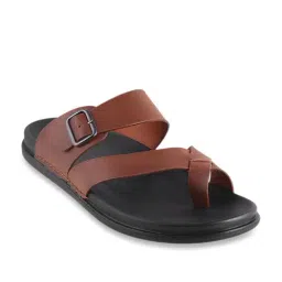 Da Vinchi by Metro Men's Caramel Brown Cross Strap Sandals-picture-43