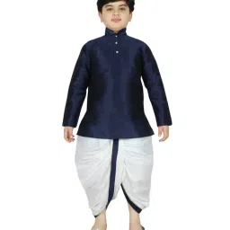 SG Yuvraj Kids Navy & White Solid Kurta with Dhotis-image-51