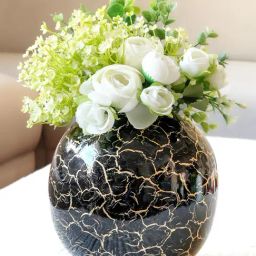 BEHOMA Home Collection Black Metal Textured Flower Vase-20