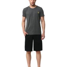Vimal Jonney Dark Grey & Black T-Shirt & Shorts-image-47
