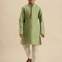 Sanwara Kids Green & White Regular Fit Kurta Set-image-33