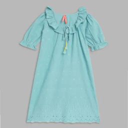 Blue Giraffe Kids Blue Embroidered Dress-image-76
