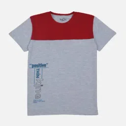 Palm Tree Kids Red & Grey Color Block T-Shirt-image-64