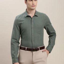 Turtle Olive Slim Fit Striped Shirt-picture-40