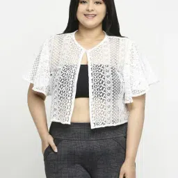Style Quotient White Self Pattern Shrug-14